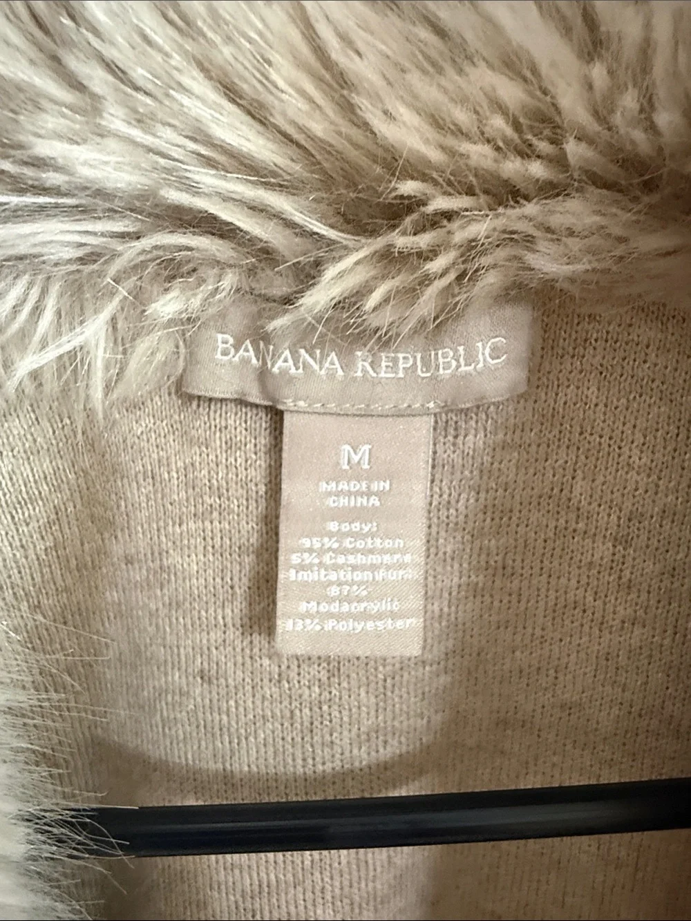 Faux-Fur Trim Taupe Button-Front Cardigan Sweater cotton cashmere blend